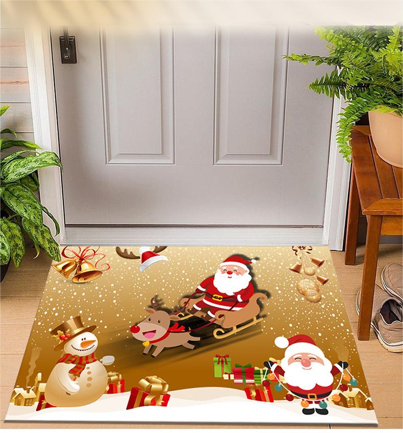 Merry Christmas decoration floor mat carpet Cartoon Santa Claus home floor mat cute home living room