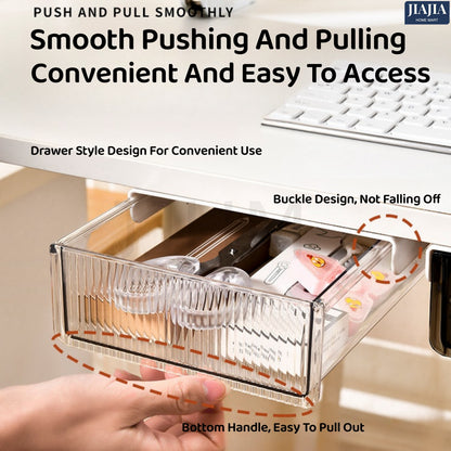 Under Table Desk Drawer Stationary Box Self-adhesive Under-drawer Storage Box Office Workstation Desk Bottom Shelf Hidden
