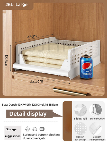 Foldable Wardrobe Organiser Stackable Storage Desk Table Drawer Box Clothes Organizer Plastic Container Basket