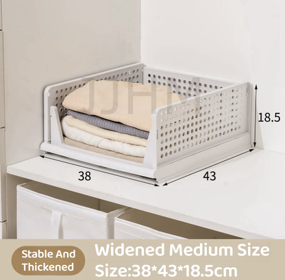 Foldable Wardrobe Organiser Stackable Storage Desk Table Drawer Box Clothes Organizer Plastic Container Basket