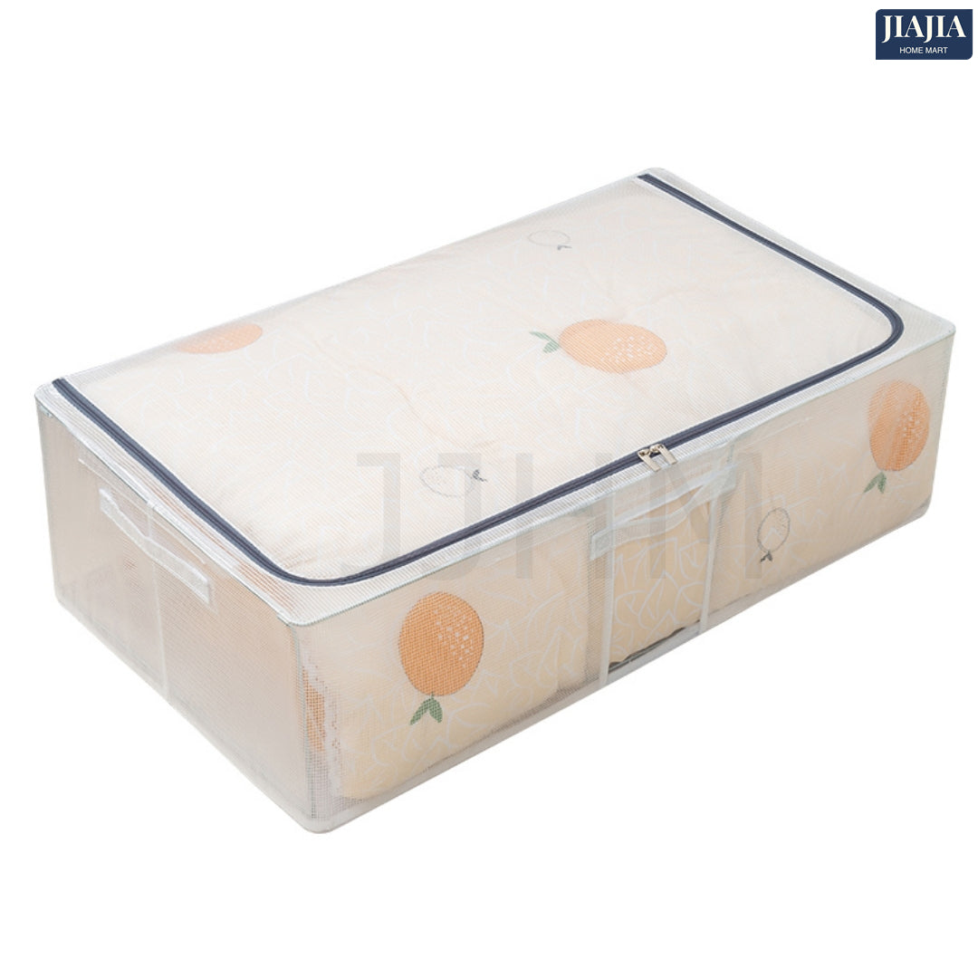 Transparent Thickened Steel Frame Folding bed bottom receiving box fabric household quilt storage box large toy clothes storage box