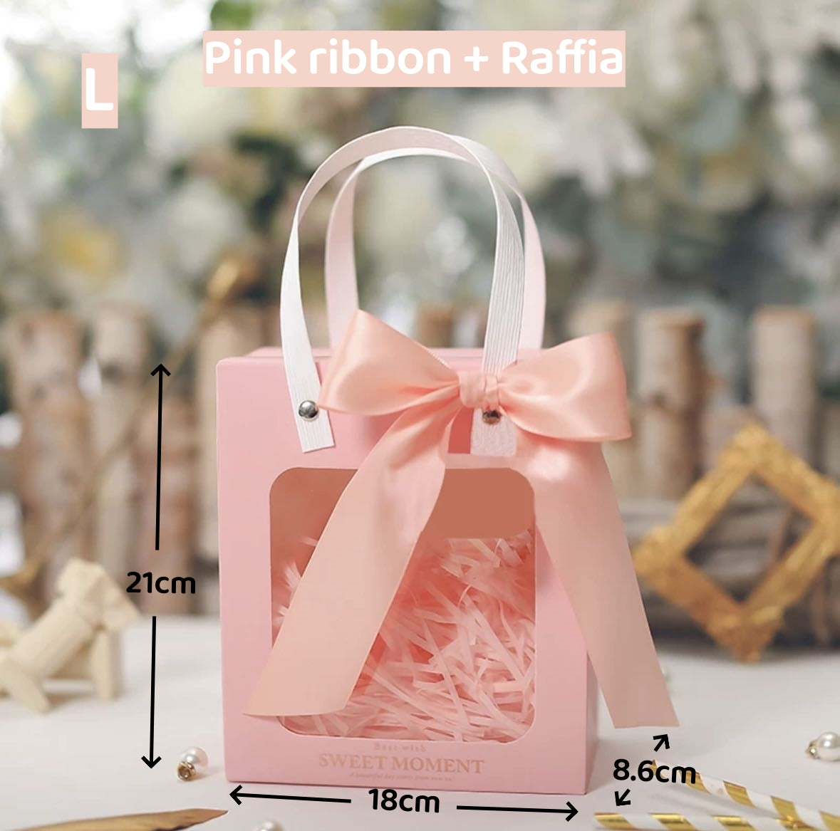 Portable gift bag Christmas birthday small gift bag souvenir transparent paper bag packaging box withraffia/ribbons