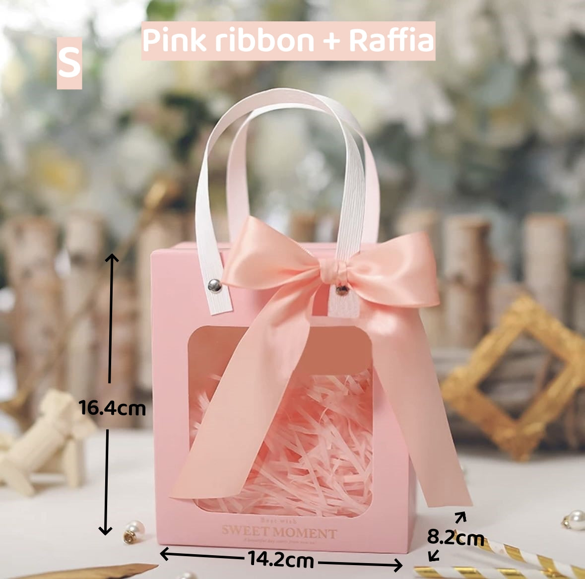 Portable gift bag Christmas birthday small gift bag souvenir transparent paper bag packaging box withraffia/ribbons