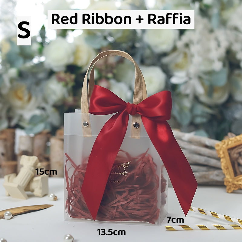 Gift Bag with Ribbon and Raffia Door Gift Bag Thank You Bag Birthday Bag Gift Bag for Wedding and Party Day Teachers' Day