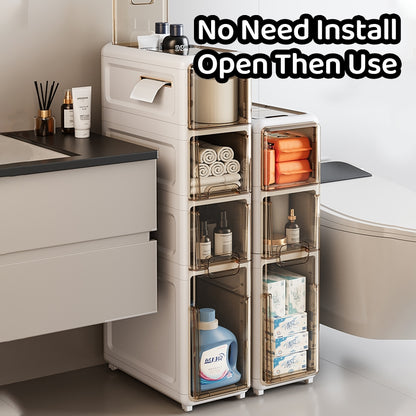 [NO NEED INSTALL] SG 2/3|4 Tier Drawers Slim Storage Cabinet Bathroom Storage Cabinet/Kitchen/Living Room/Space Saving Gap Cabinet