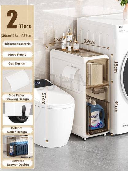 [NO NEED INSTALL] SG 2/3|4 Tier Drawers Slim Storage Cabinet Bathroom Storage Cabinet/Kitchen/Living Room/Space Saving Gap Cabinet
