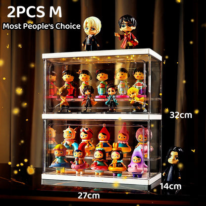 Toy Display Storage Box Transparent Case Storage Box Figure Display Doll Pop Mart Dust Proof Cabinet Jewelry Cosmetic Organiser Figurine