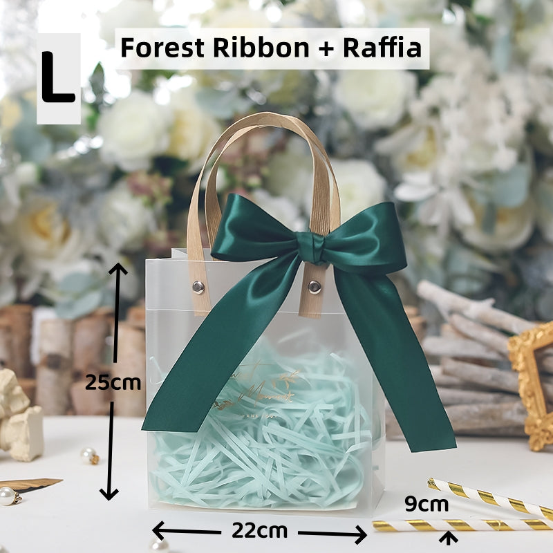 Gift Bag with Ribbon and Raffia Door Gift Bag Thank You Bag Birthday Bag Gift Bag for Wedding and Party Day Teachers' Day