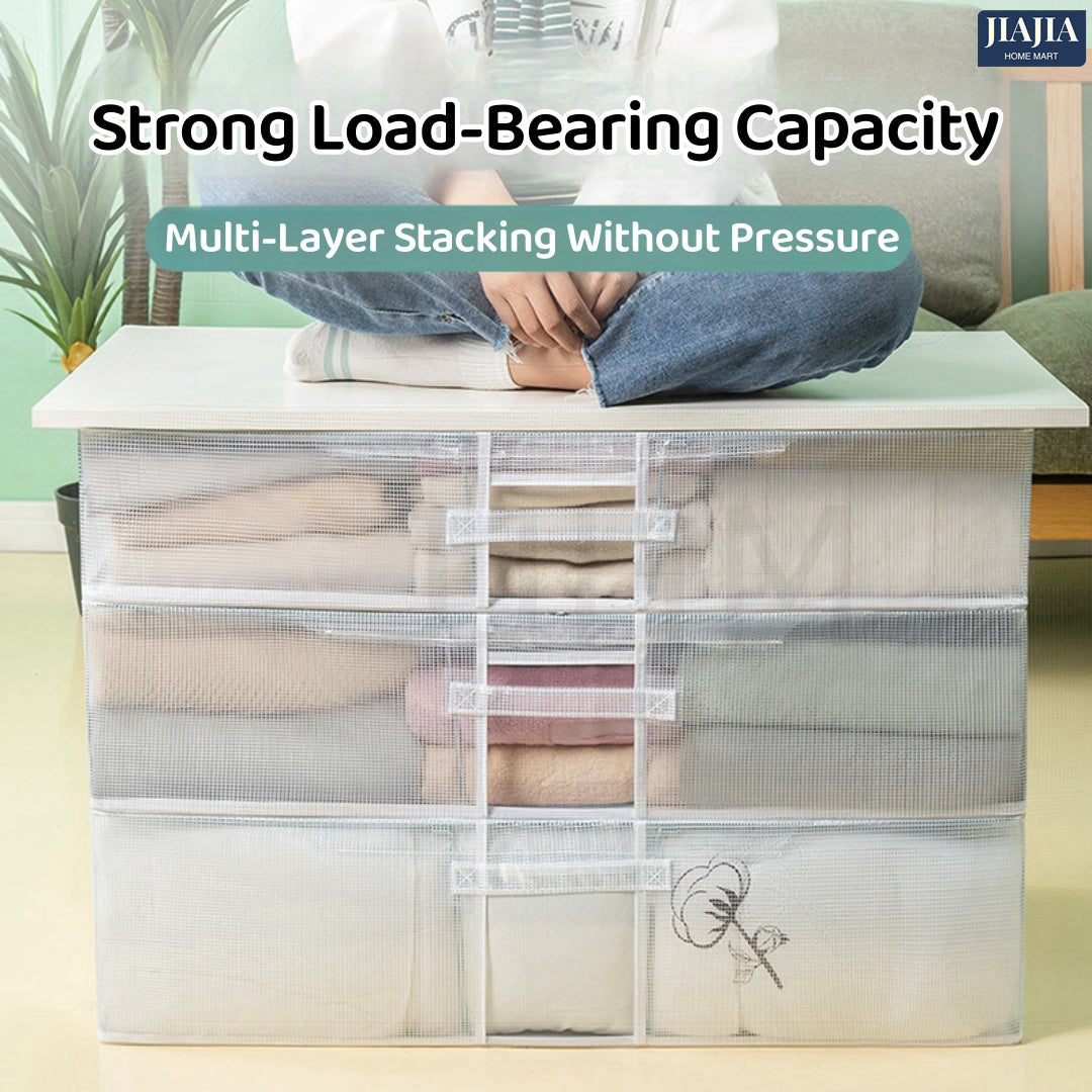 Transparent Thickened Steel Frame Folding bed bottom receiving box fabric household quilt storage box large toy clothes storage box