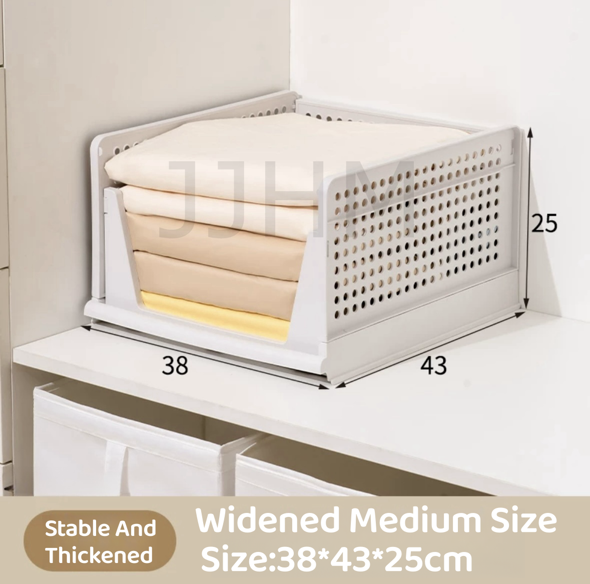 Foldable Wardrobe Organiser Stackable Storage Desk Table Drawer Box Clothes Organizer Plastic Container Basket