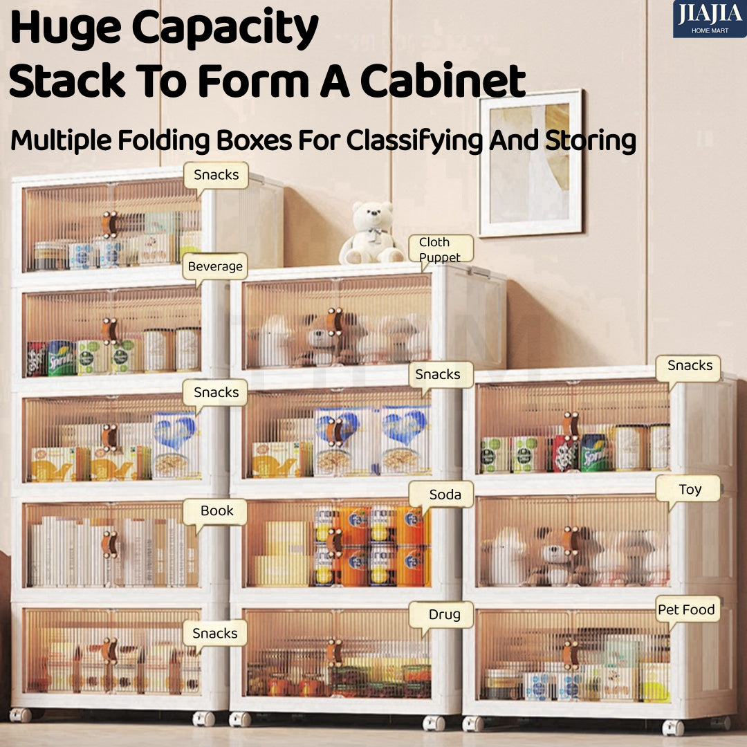 MARKET LARGEST Installation-Free Multi-Layer Storage Cabinet Bedroom Folding Storage Box Home Storage Kitchen Bathroom Storage Cabinet Removable Transparent