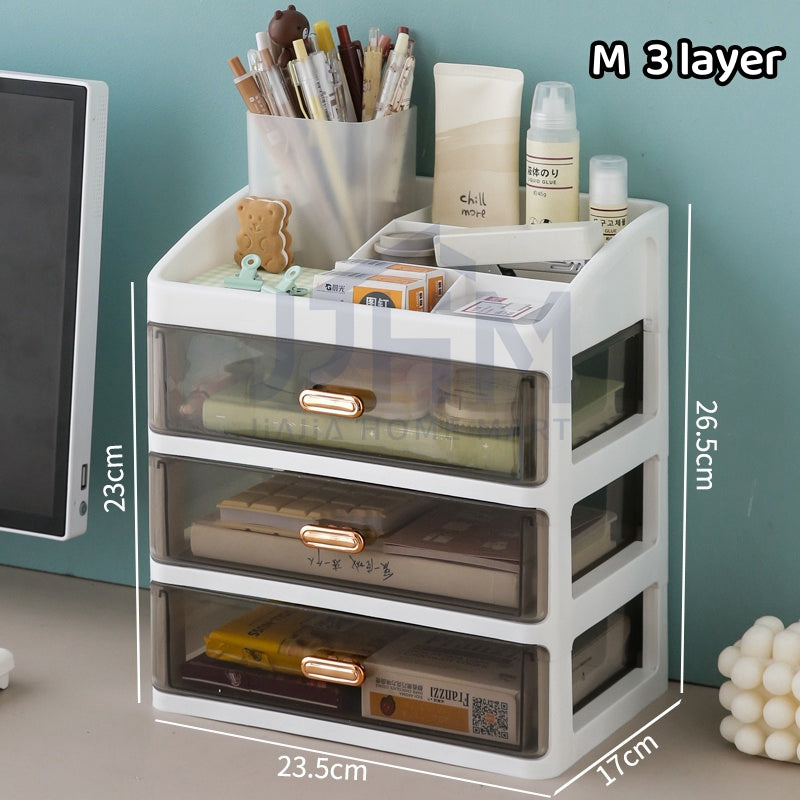 4 Tier Desktop Organiser Stationery Drawer Desk Organizer Makeup Storage Box Dressing Table Cosmetic Storage Box